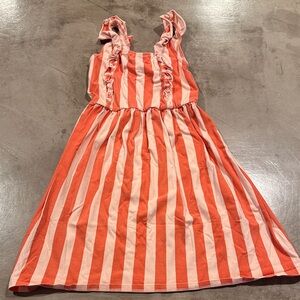 Charming Striped Kids Dress in Pink and Orange
